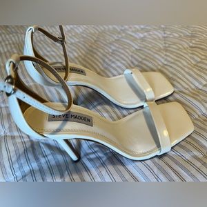 Steve Madden Shaye Patent Square Toe Ankle Strap Dress Sandals